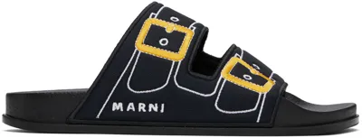 Marni Black Trompe L'oeil Sandals In 00n99 Black