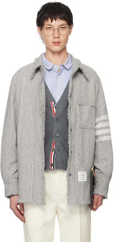 Thom Browne Gray 4-bar Shirt Jacket In 035 Med Grey