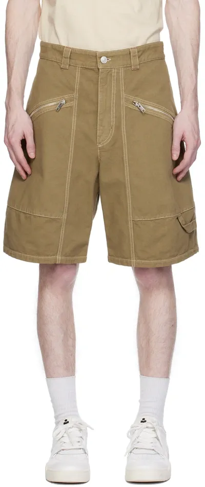 Isabel Marant Taupe Feoni Shorts In Green