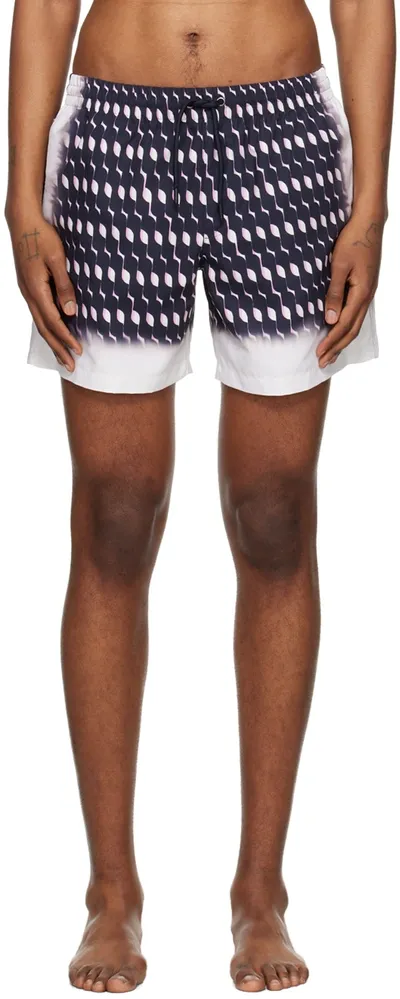 Dries Van Noten Navy Printed Swim Shorts In 509 Navy