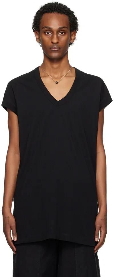 Dries Van Noten Black V-neck T-shirt In 黑色的