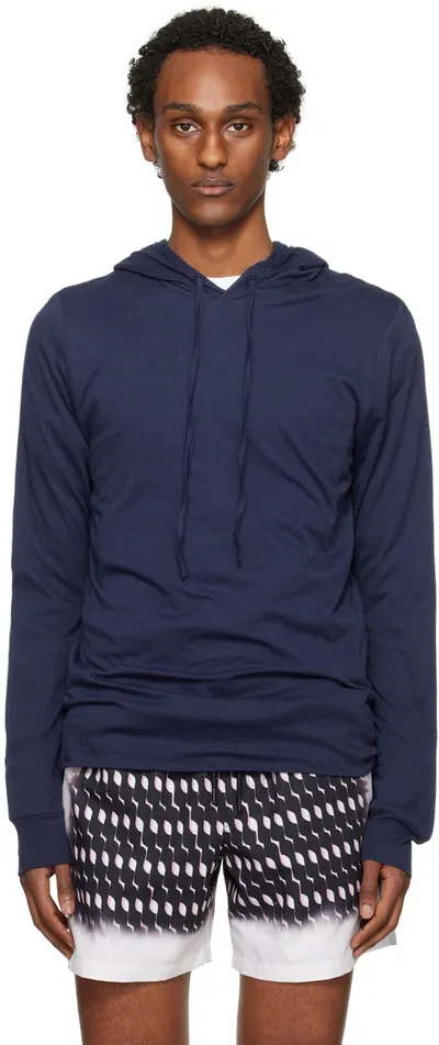 Dries Van Noten Indigo Drawstring Hoodie In 517 Dark Blue