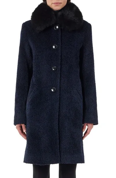 Sofia Cashmere Women's Toscana Shearling Collar Coat In Navy