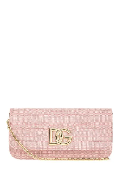 Dolce & Gabbana 3.5 Logo-plaque Clutch Bag In Pink