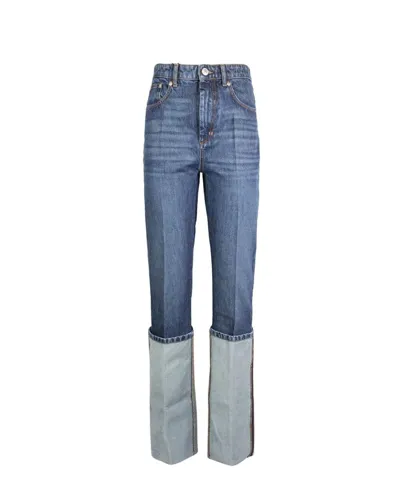 Sportmax Logo Patch Straight Leg Jeans In Blue