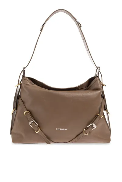 Givenchy Voyou Medium Leather Shoulder Bag In Brown