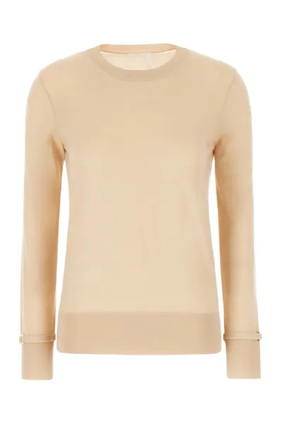 Chloé Crewneck Knitted Jumper In Beige