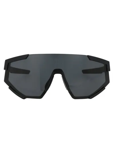 Prada Eyewear Shield Frame Sunglasses In Black