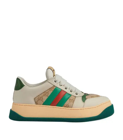 Gucci Screener Leather Sneakers In Nude