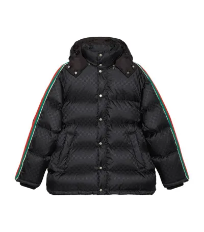 Gucci Gg Nylon Jacquard Jacket With Web In Black