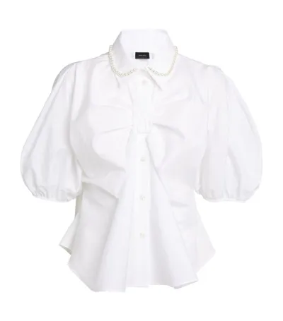 Simone Rocha Bow-front Cotton-poplin Shirt In White