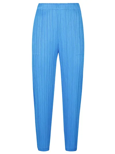 Issey Miyake Pleated Cropped Trousers In Blue