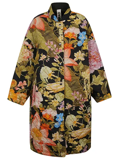 Konrad Petra Floral Print Ovesized Coat In Black