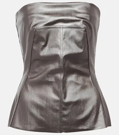 Rick Owens Lido Coated Denim Corset In Grey