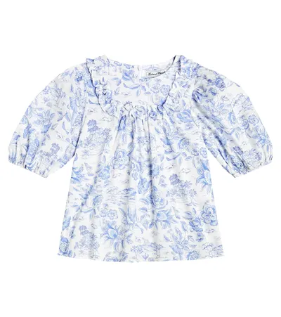 Tartine Et Chocolat Kids' Floral Puff-sleeve Cotton Top In Multicoloured