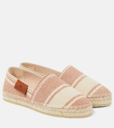 Etro Striped Canvas Espadrilles In Neutrals