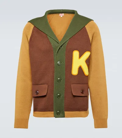 Kenzo Logo Cotton Cardigan In Multicolour