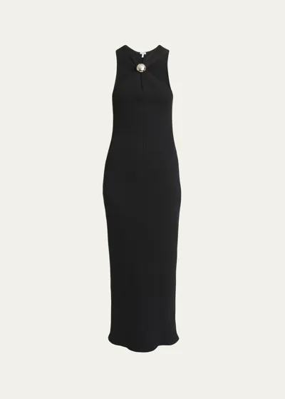 Loewe Ribbed Halter Dress With Anagram Detail In Black