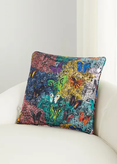 Hunt Slonem Butterfly & Guardian Cotton Pillow, 22" In Multi