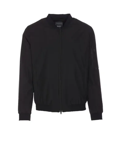 Herno Zip-up Long-sleeved Bomber Jacket In Black