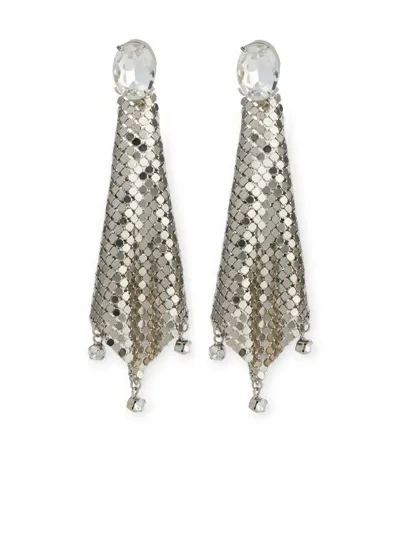 Rabanne Paco  Mini Mesh Pixel Rhinestone Earrings Accessories In Grey