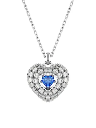 Swarovski Women's Hyperbola Crystal Dancing Heart Pendant Necklace In White Gold