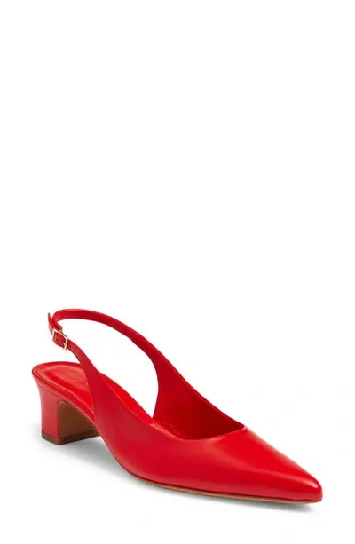 Mansur Gavriel Pointed Toe Slingback Pump In Poppy