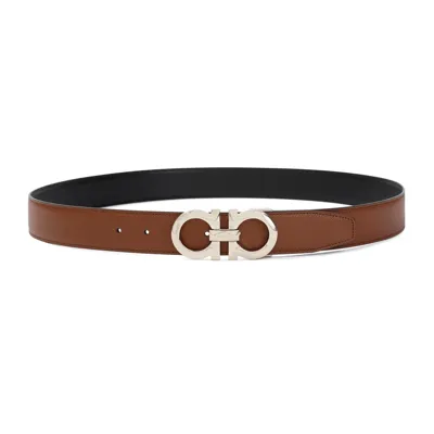 Ferragamo Salvatore  Gancini Buckled Reversible Belt In Multi