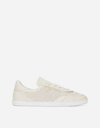 Dolce & Gabbana Perforated Calfskin Saint Tropez Sneakers In White