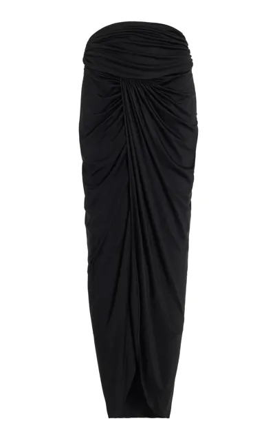 Burc Akyol Cariatide Draped Jersey Maxi Skirt In Black