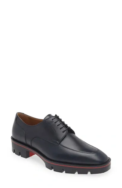 Christian Louboutin Mens Black Davisol Leather Derby Shoes In Marine