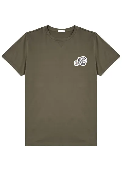 Moncler Logo Cotton T-shirt In Olive