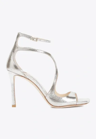 Jimmy Choo Azia 95 Metallic Leather Sandals