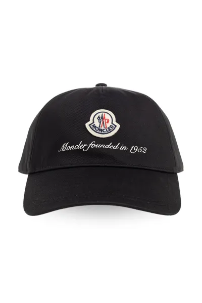 Moncler Logo Patch Baseball Cap In Black