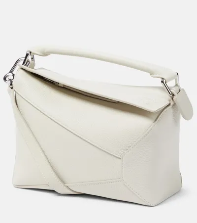 Loewe Puzzle Edge Small Leather Shoulder Bag In White