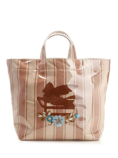 Etro Striped Printed Large Tote Bag In Multi