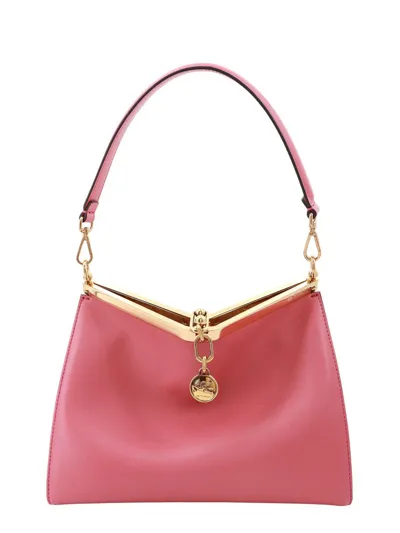 Etro Medium Vela Leather Shoulder Bag In Pink