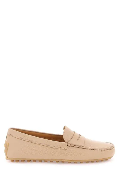 Tod's City Gommino Leather Loafers In Beige