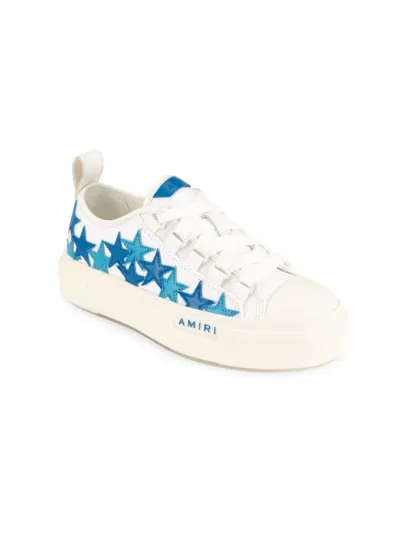 Amiri Kids' Printed Cotton Canvas Lace-up Sneakers In Blue