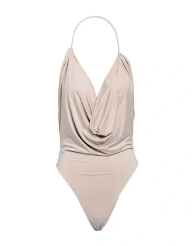 Gauge81 Manaus Open-back Draped Stretch-jersey Halterneck Bodysuit In Beige