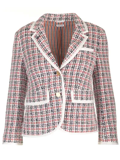 Thom Browne Tailored Cotton Tweed Jacket In Red White Blue