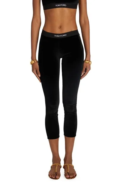 Tom Ford Signature Velour Crop Leggings In Black