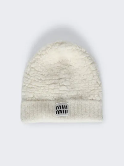 Miu Miu Alpaca Beanie In White