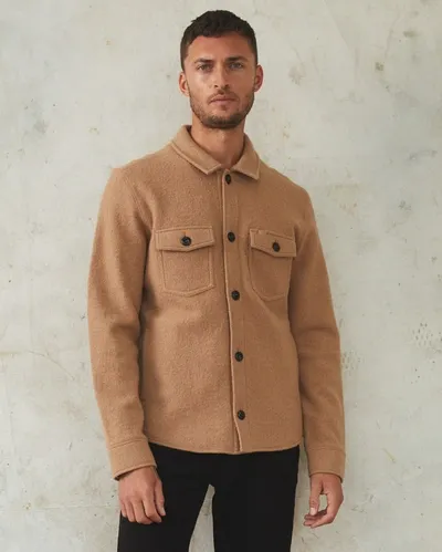 Reid Boiled Wool Shirt Jacket In Camel