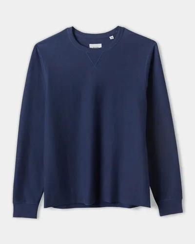 Reid Cotton Linen Terry Crew In Airforce Blue