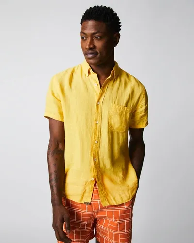 Reid S/s Linen Tuscumbia Shirt Bd In Chartreuse