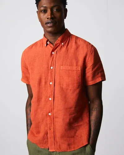 Reid S/s Linen Tuscumbia Shirt Bd In Clay