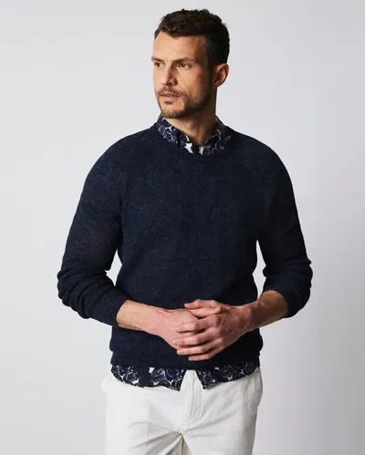 Reid Seed Stitch Sweater In Navy