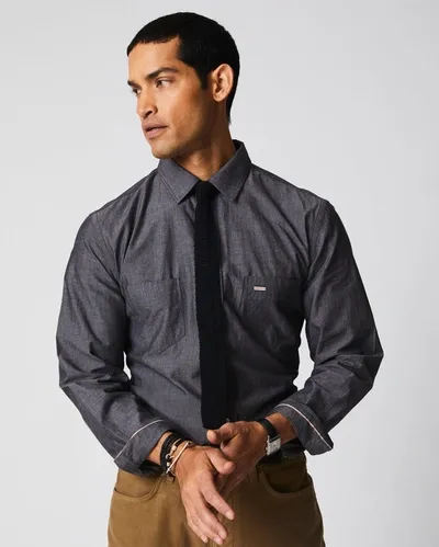 Reid Selvedge Spade Pocket Shirt In Charcoal