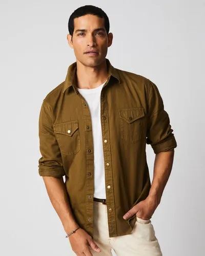 Reid Shoals Twill Shirt In Slate Green